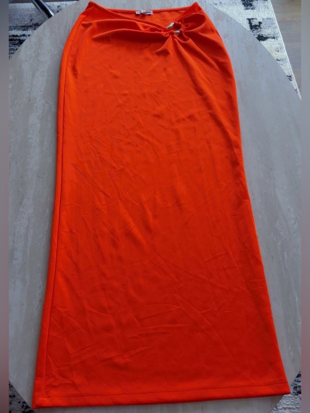 Fashion Nova Orange Maxi Skirt with Knot Detail